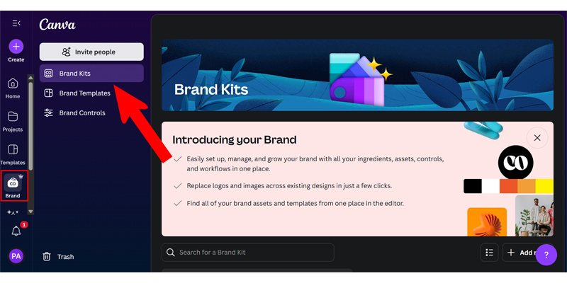 Canva Pro Brand Kits User Interface