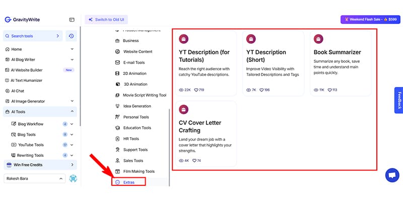 GravityWrite Extra Tools User Interface