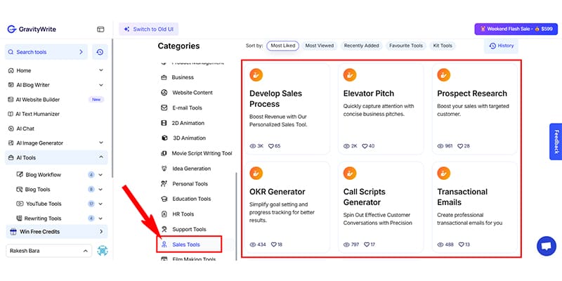 GravityWrite Support Tools User Interface